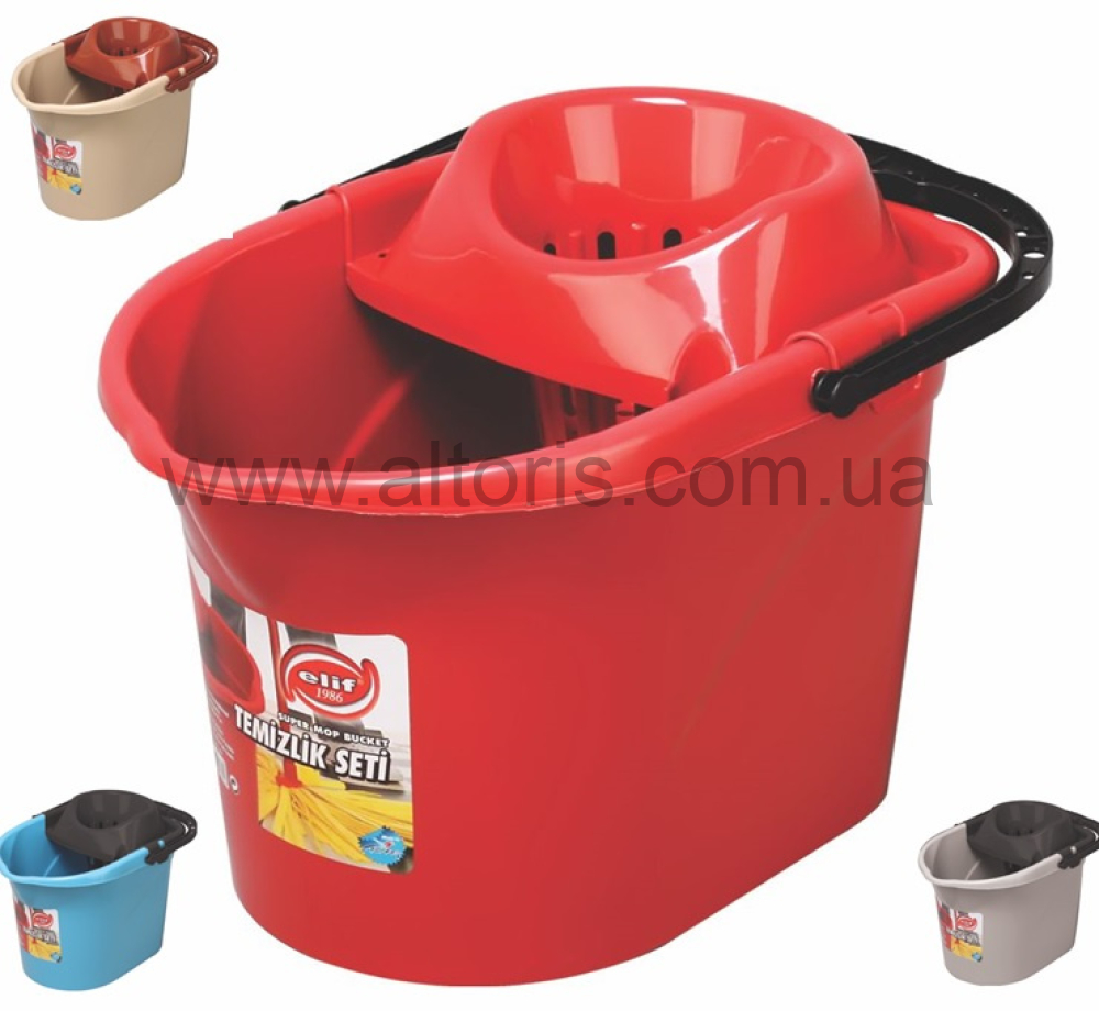 ведро пластмассовое с отжимом  овал ELIF PLASTIC - 13л (29х40х30 СМ)
