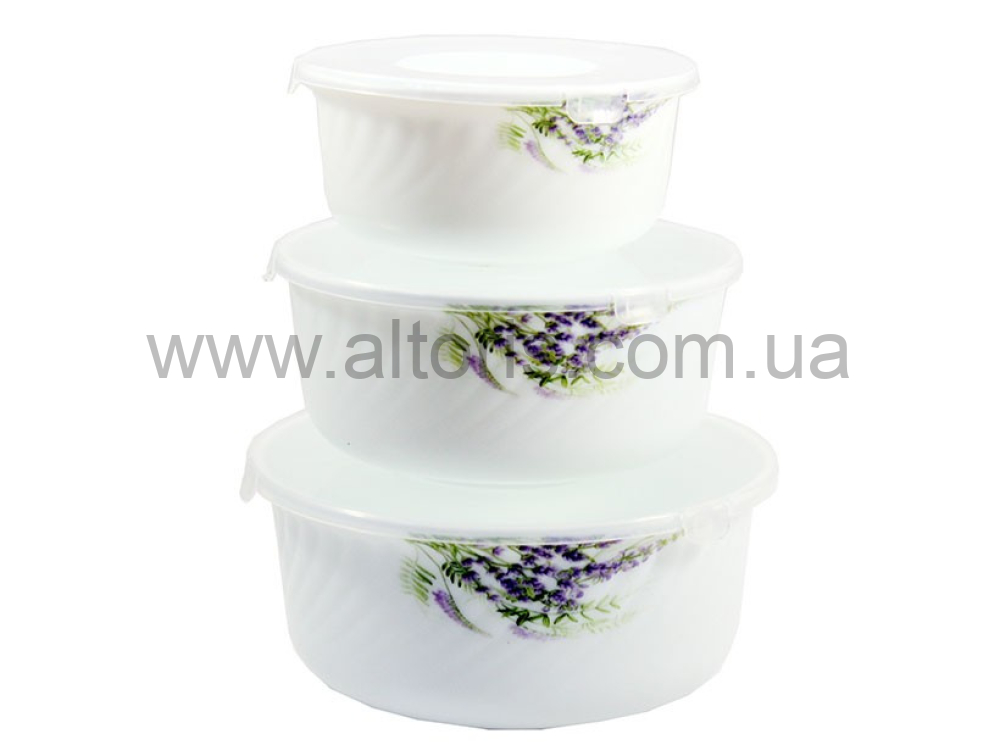 набор салатников стеклокерамика Lumines - 3-пр  (14*16*19) с крыш 6808 Лаванда