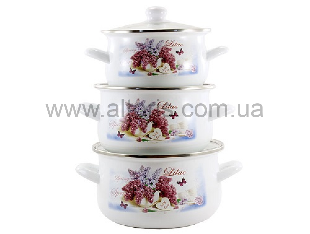 набор посуды Zauberg эмаль - 2л/3л/3,5л, Сирень, 4W