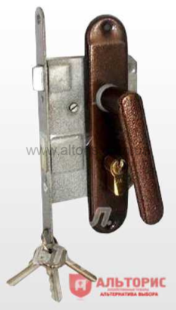 Замок врезной ЗВ англ. - с ручкой и планкой(ЗВ-4) 5 ключей