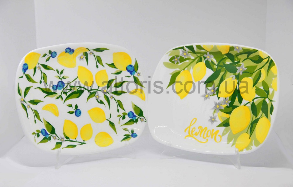 блюдо стеклокерамика  "Parma" Gallery - 21*18см  "Citrus lemon" прямоуг.
