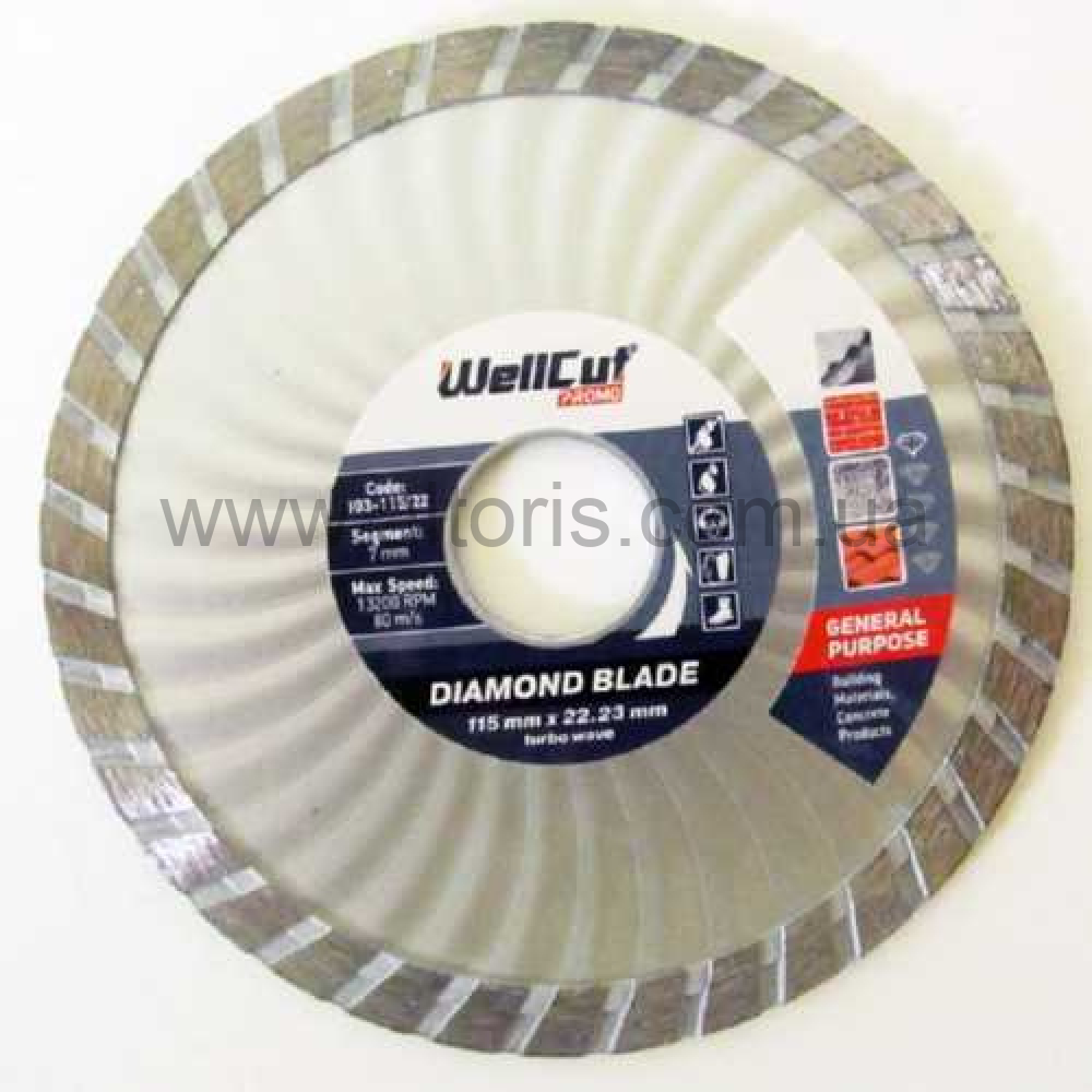 Круг алмазный Wellcut Promo - Турбоволна, 115мм*7мм*22,23мм