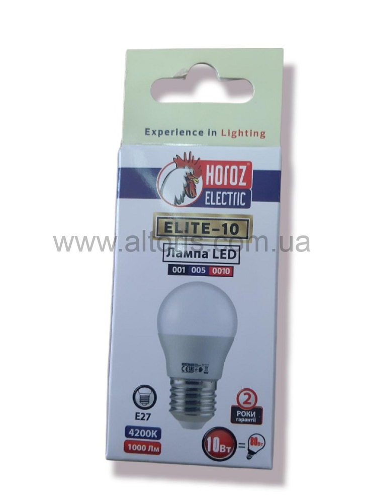 лампа LED HOROZ - 10W 4200 E27 1000Lm 175-250V ( шарик ) ELITE-10