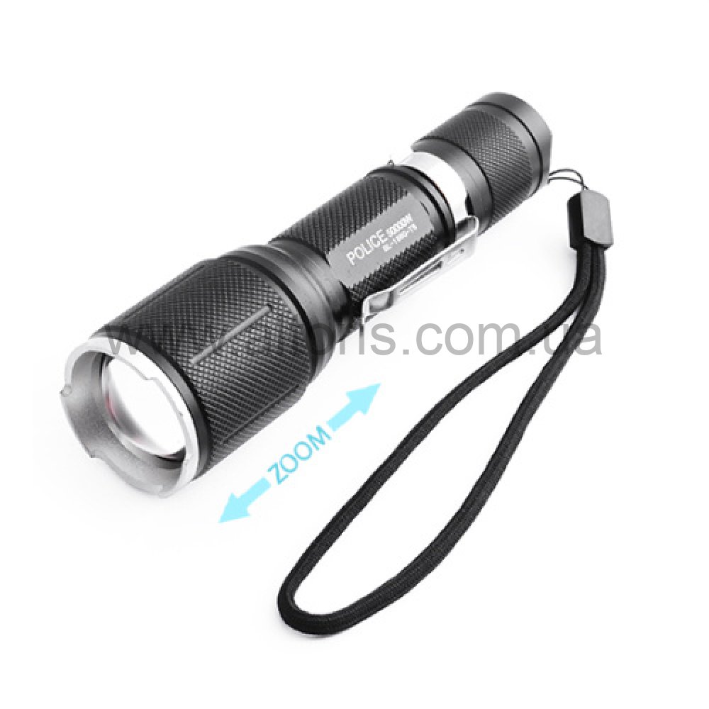 Фонарь карманный Poliсe - 1860-T6, ЗУ 220V/12V, 1x18650, zoom, Box