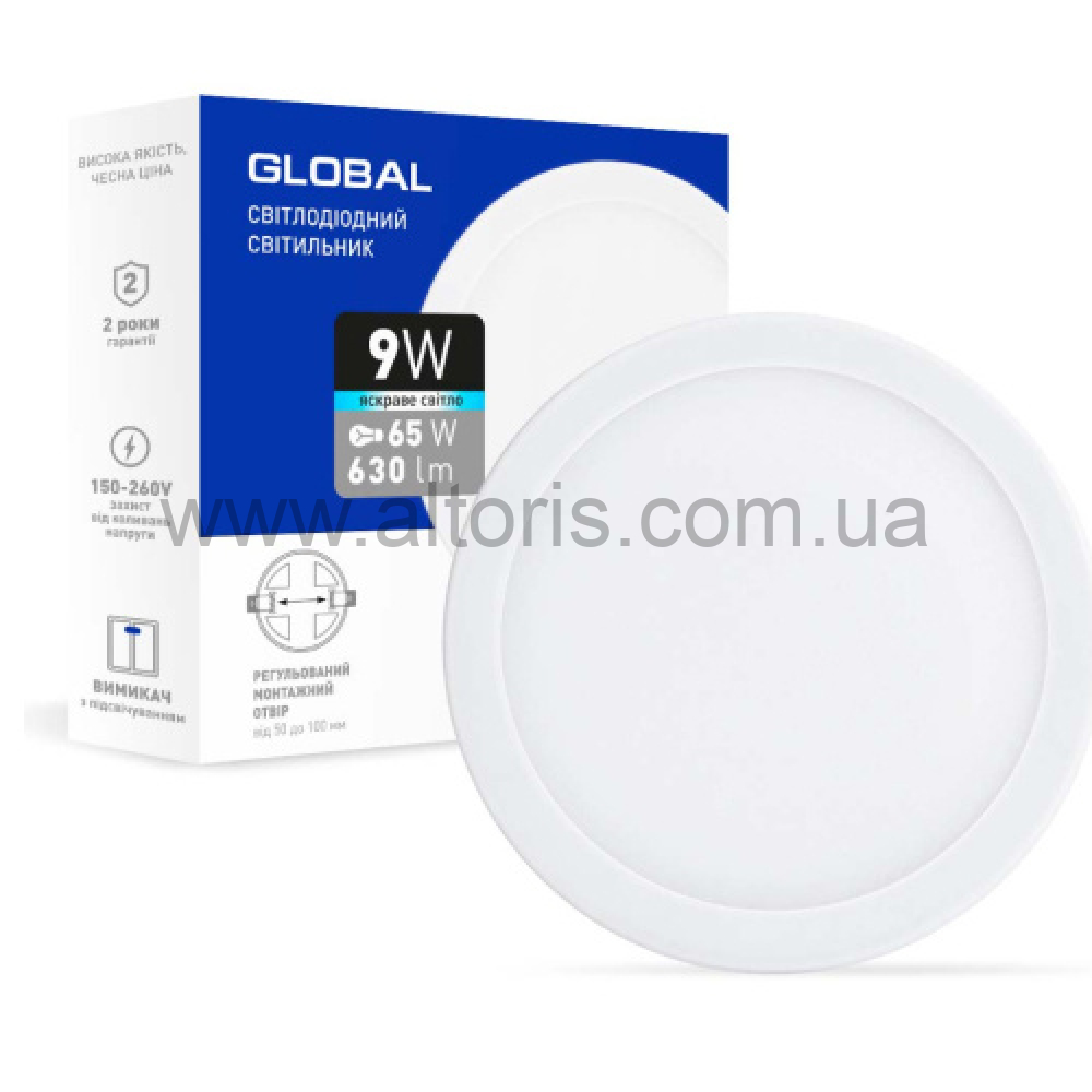 светильник светодиодный встраиваемый  Global SP - adjustable 14W, 4100K ( круг)