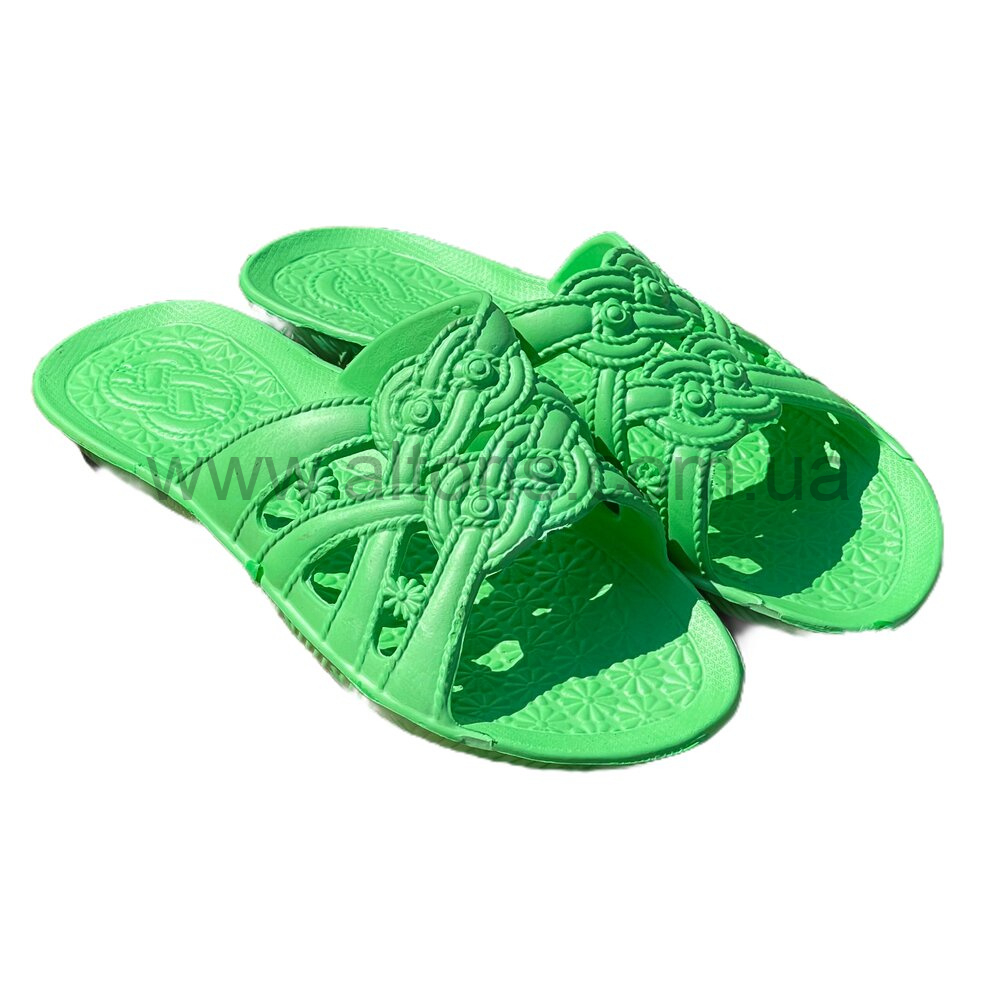 шлепанцы женские Коса-6 - зелёный размер 36-41(6 пар)