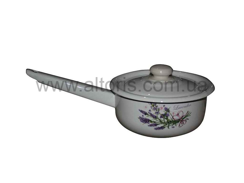 ковш эмаль с крышкой НМ 1,5л/2 2108/2 - Сиреневый букет лаванды