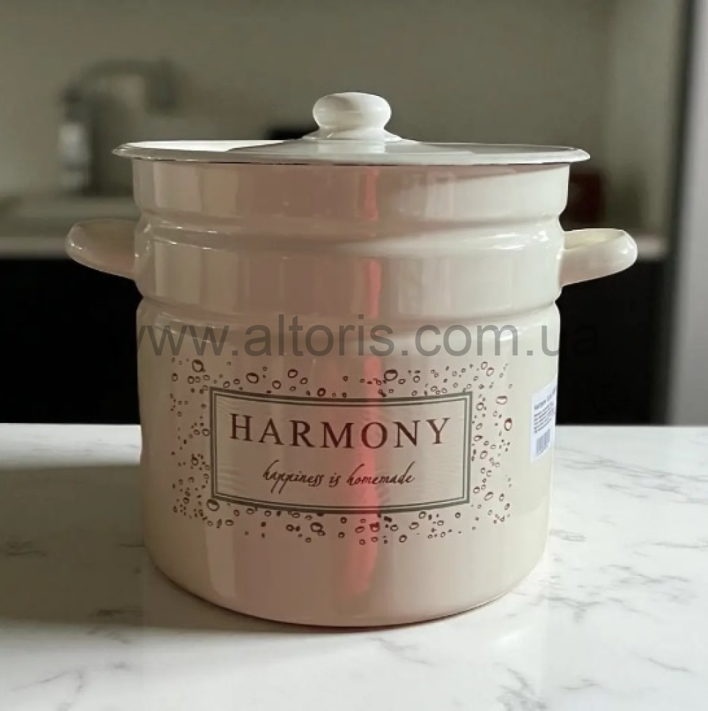 кастрюля эмаль НМ цилиндр. 12л/2  1624/2 - Гармония (молочная)