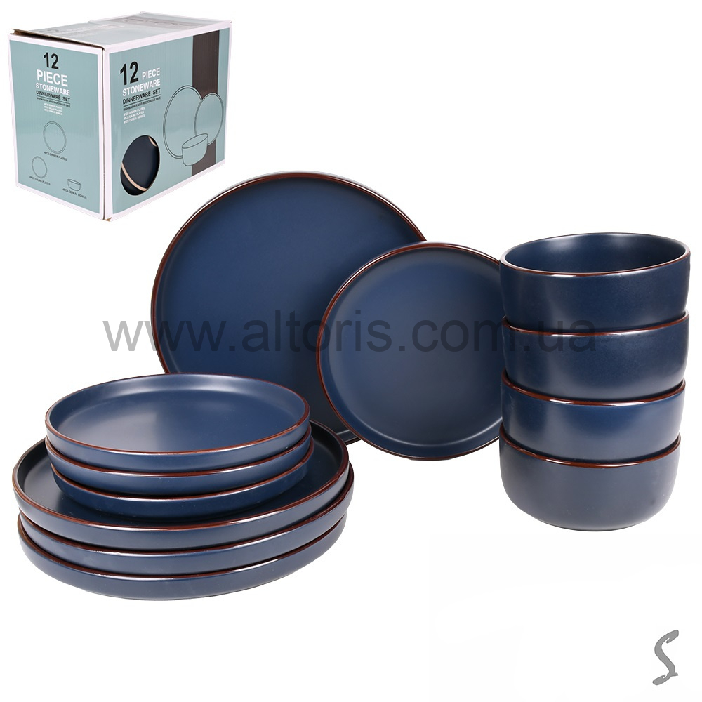 набор обеденный керамика STENSON - 12пр/наб (тарілка 26+19см, супниця 16.5см) MC5579-1