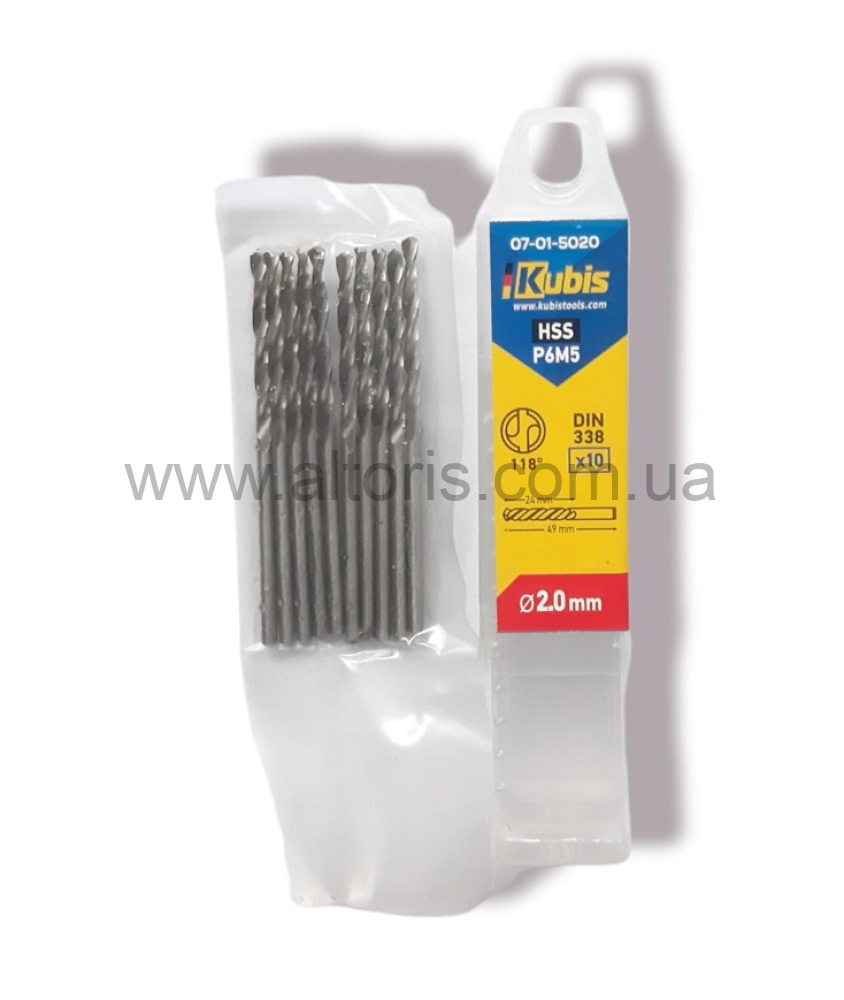 сверло по металлу P6M5 Kubis - 2,0 мм.Kubis ( пач. 10 шт)