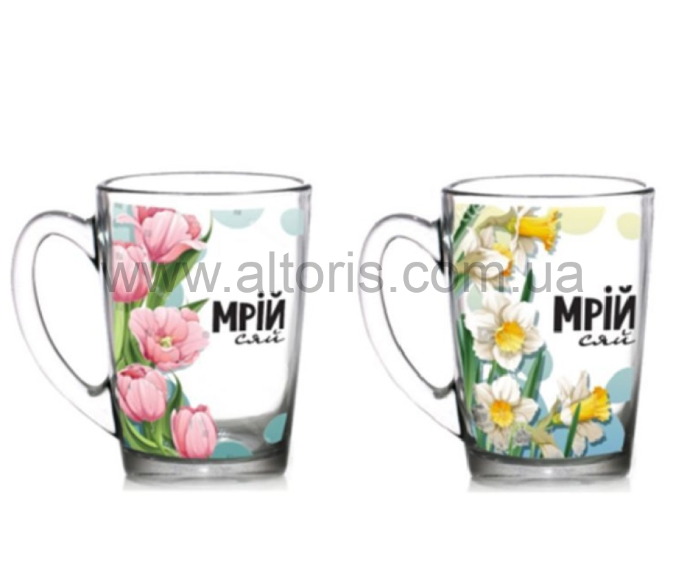 кружка стекло "White coffe" Gallery - 330мл  "Мрій.Сяй"