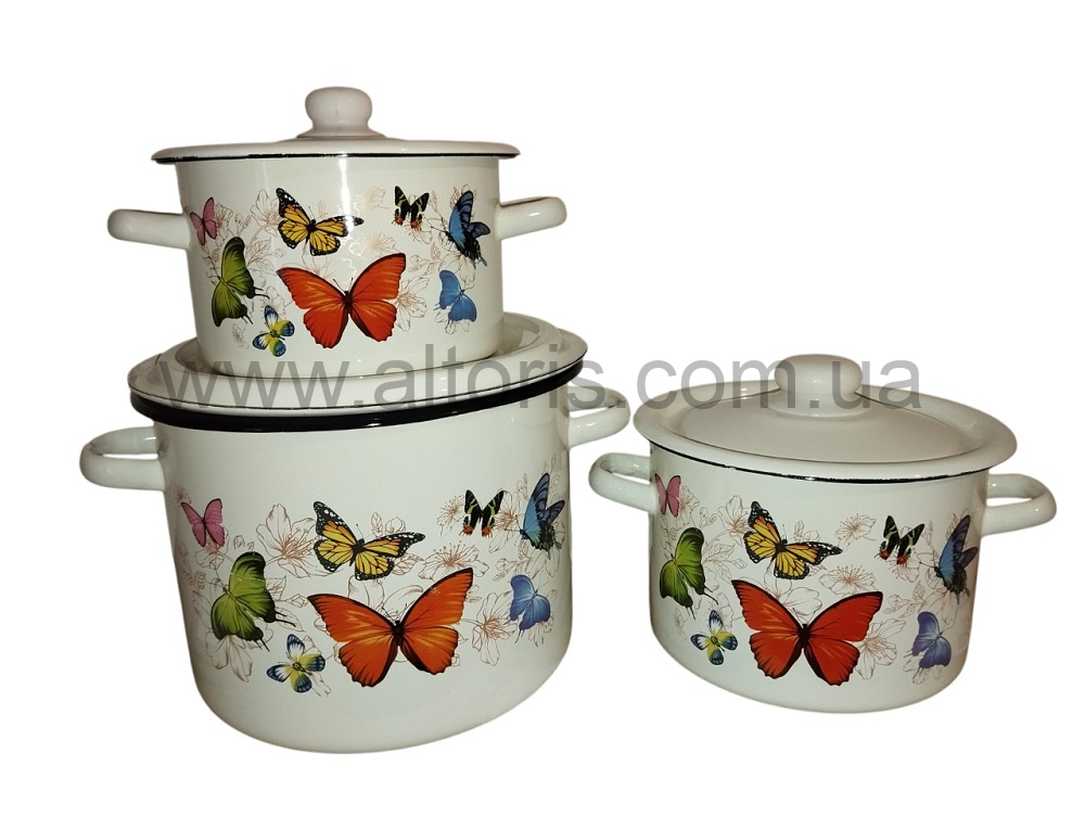 набор посуды №822 НМ к-ли цил.2/3/5,5л  - Бабочка (молочная)
