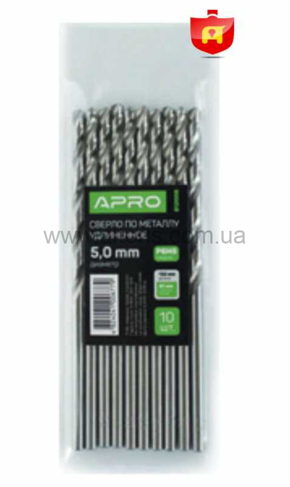 сверло по металлу P6M5 APRO - 9,5мм Apro (пач. 5шт.)