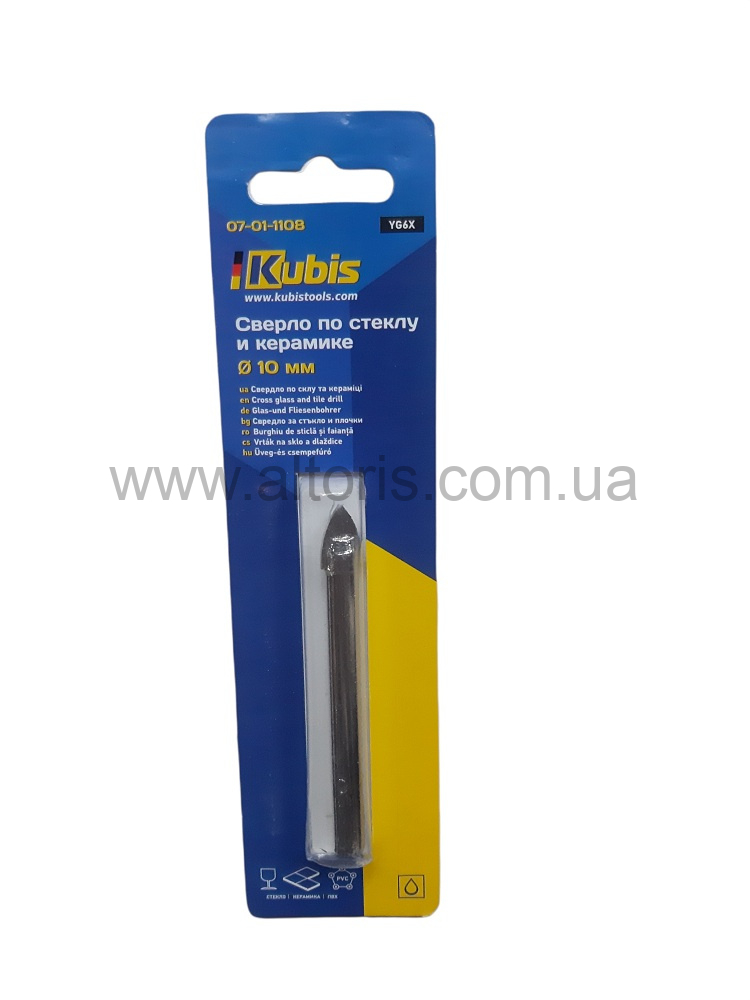 сверло для стекла и керамики Kubis - 10*85 мм 2-а резца