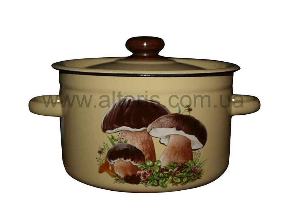 кастрюля эмаль НМ цилиндр. 7л/2 1620/2 - Грибы(крем)
