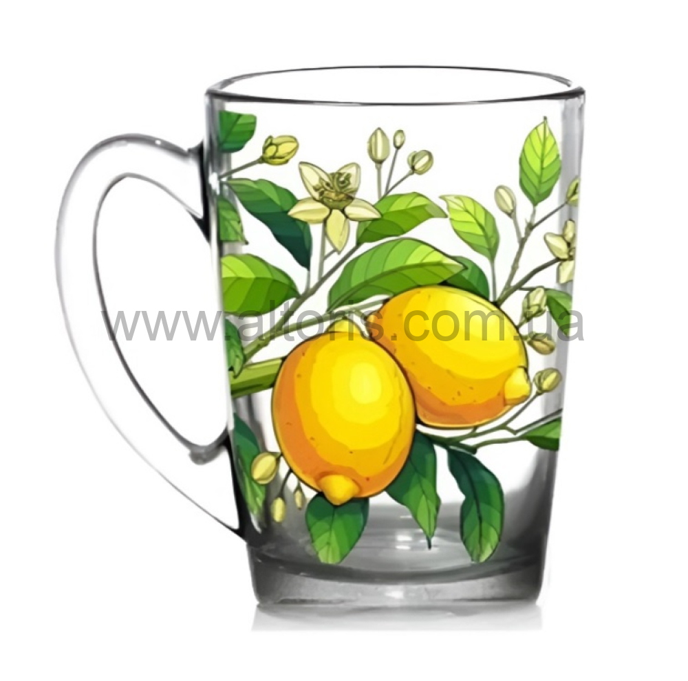 кружка стекло "White coffe" Gallery - 330мл "Лимон"