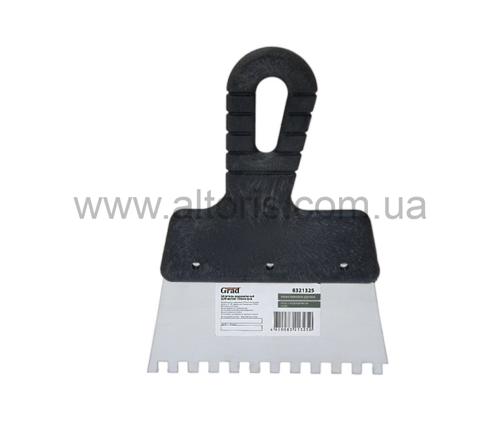 Шпатель металлический Grad - зубчатый 200мм 6×6мм