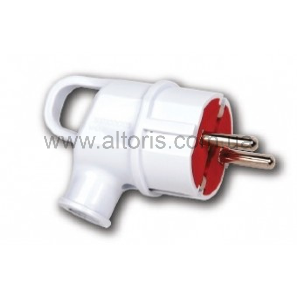 вилка эл. HOROZ - угловая с ушком и заземлением