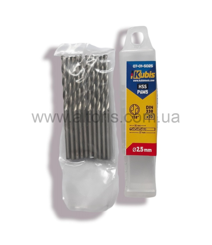сверло по металлу P6M5 Kubis - 2,5 мм. Kubis( пач. 10 шт)