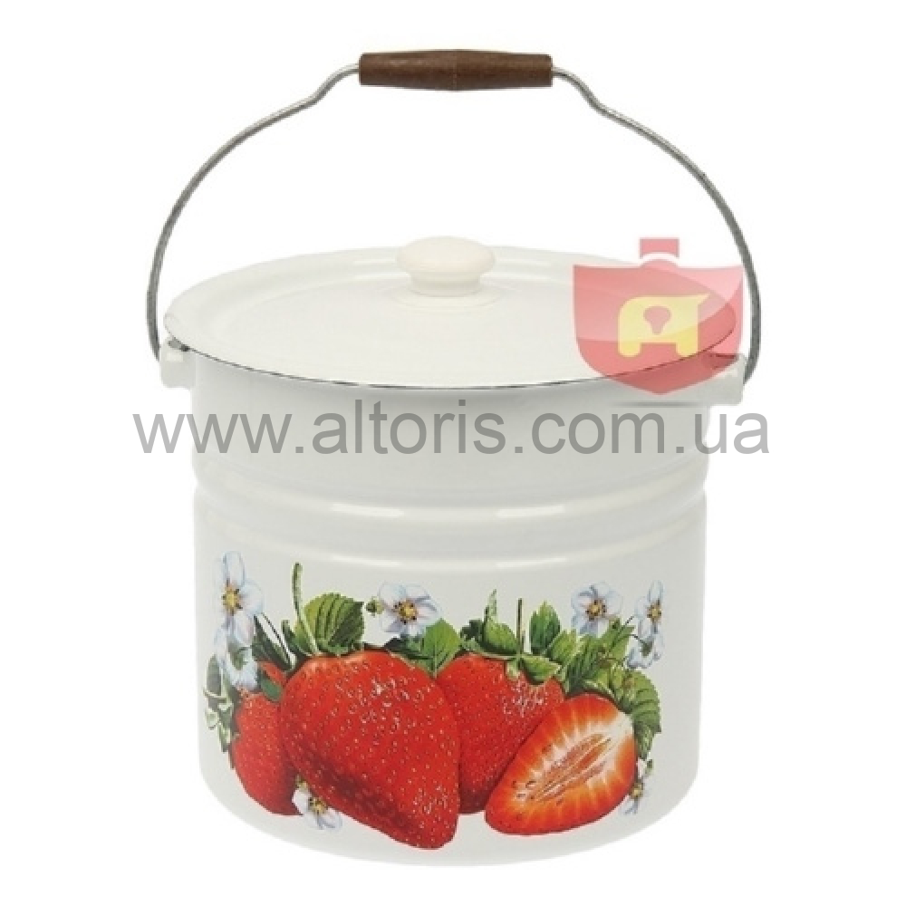 ведро с крышкой НМ 12л/2 цилиндр. 1224/2 - Клубника
