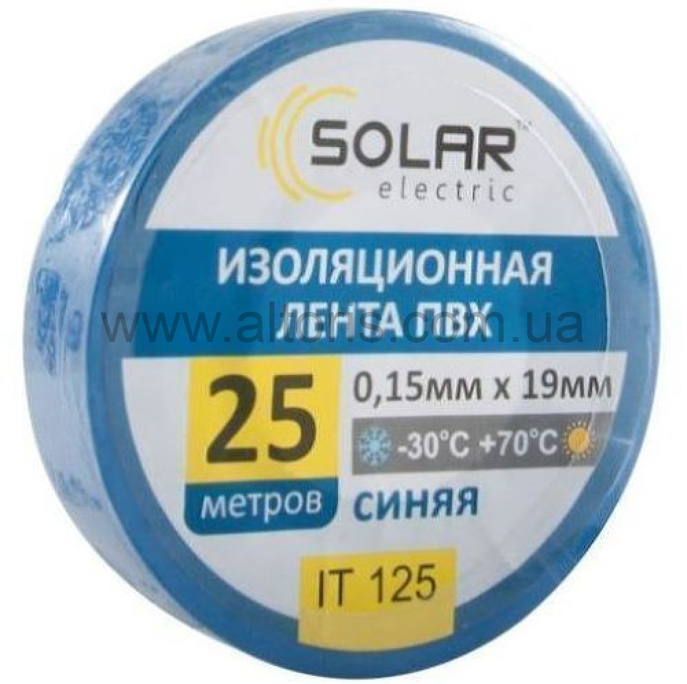 изолента ПВХ TM SOLAR - 19мм*30м. синяя