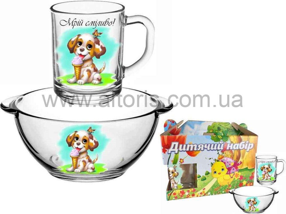 набор детский стекло - 2 пр. Песик 942691
