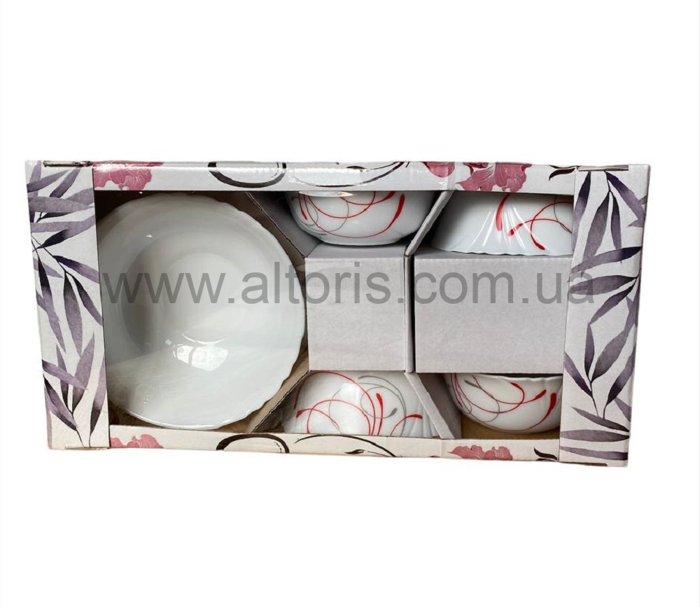 набор салатников стеклокерамика Luminarc - 1 средний + 4 малых Абстракция