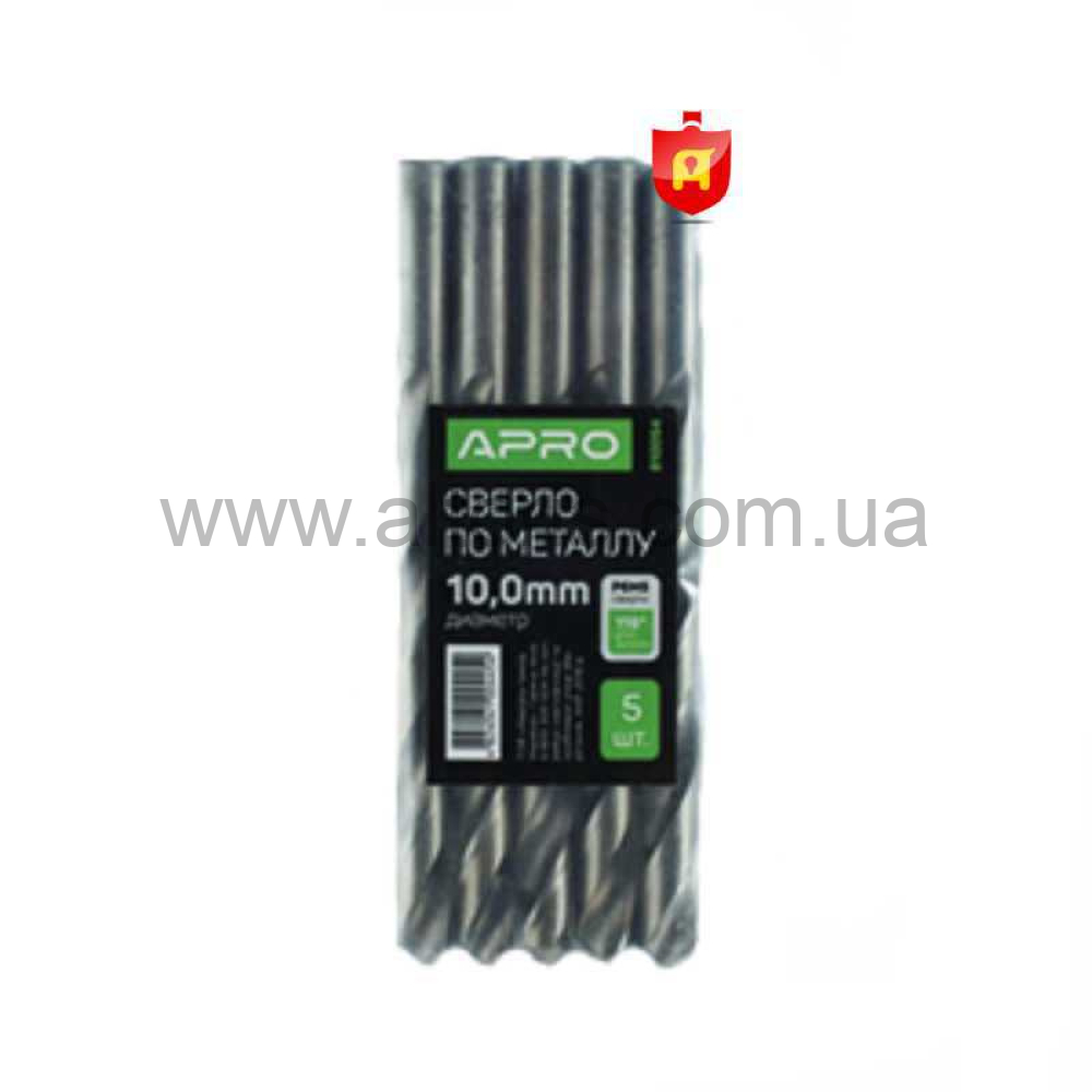 сверло по металлу P6M5 APRO - 10,0мм Apro (пач. 5шт.)